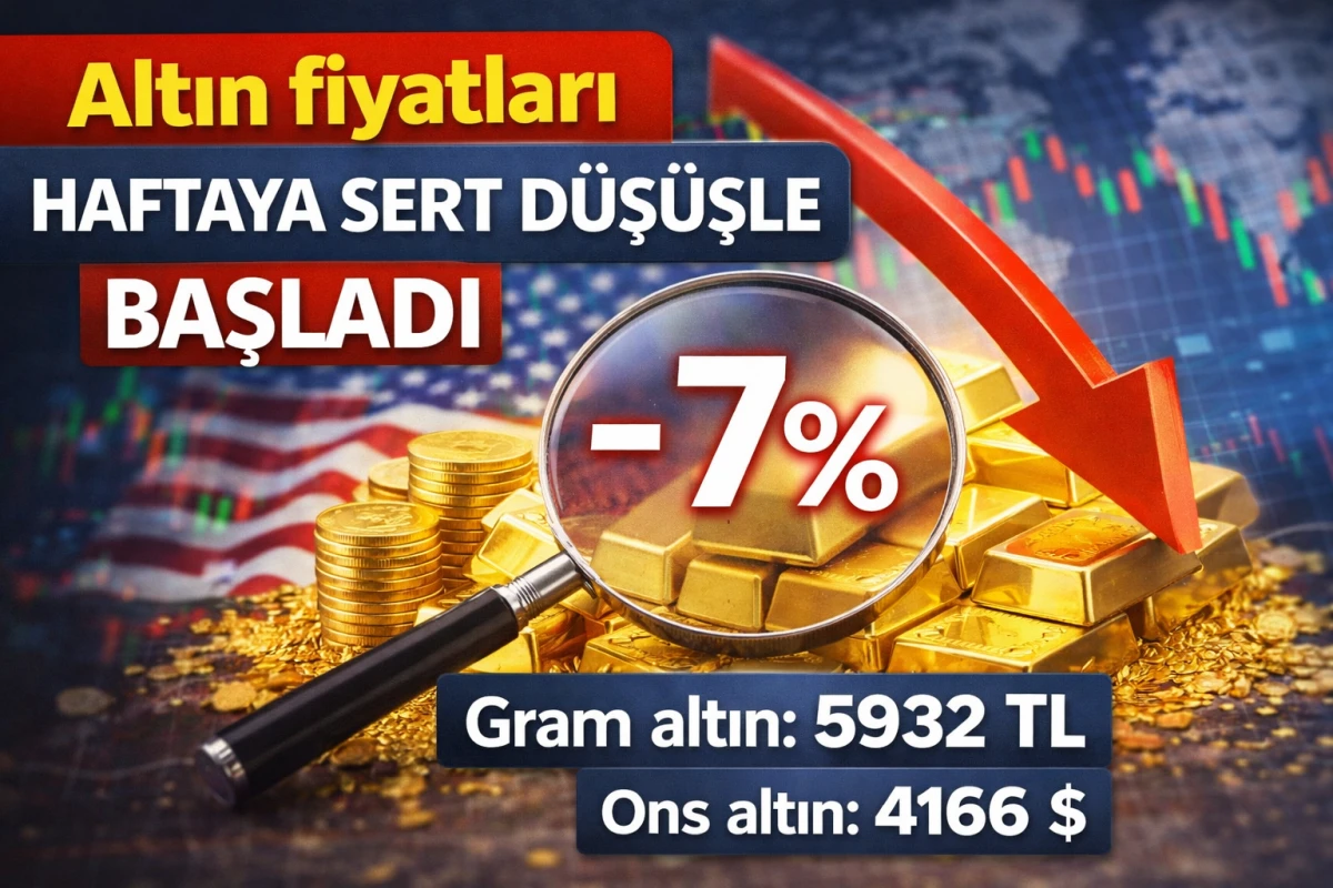 Altın fiyatları haftaya sert d&uuml;ş&uuml;şle başladı
